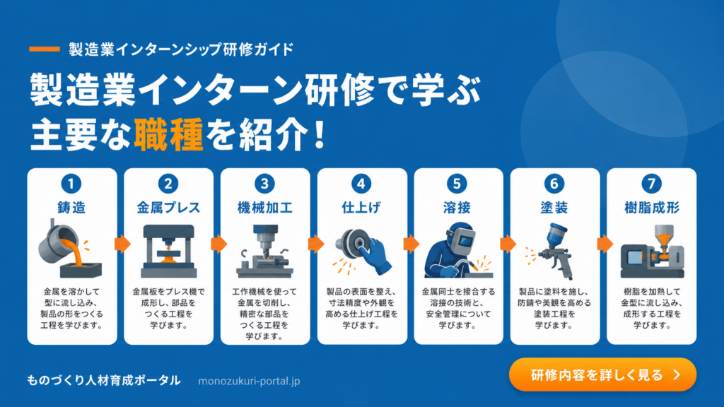 【製造業向け】技能実習の職種一覧と実習内容（主要分野をピックアップ）