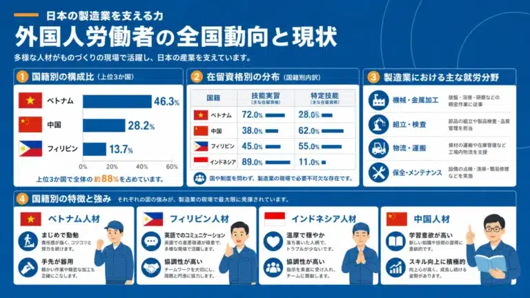 外国人労働者を国別に解説｜国籍別の特徴と採用のポイント