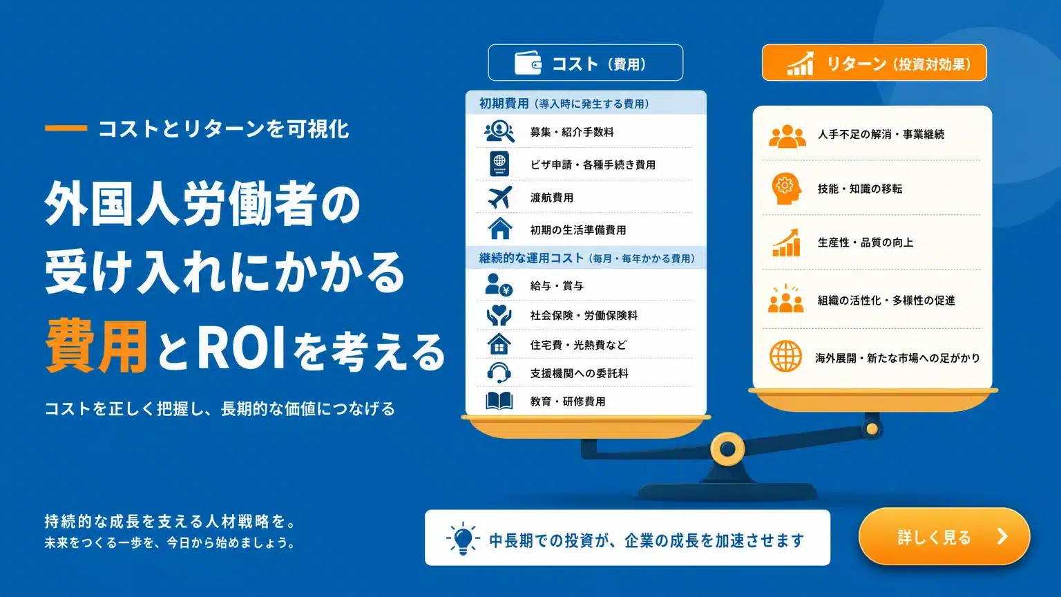 外国人労働者導入にかかるコストと費用対効果の考え方