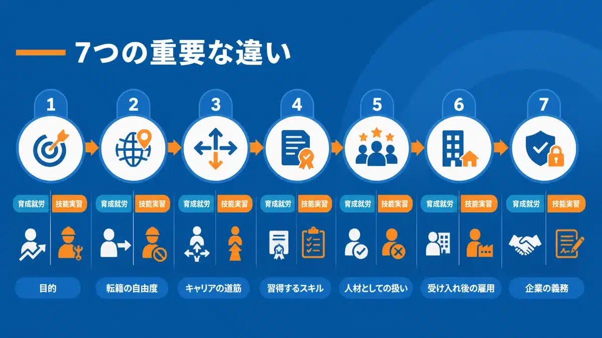 育成就労と技能実習制度の主要な違い7選